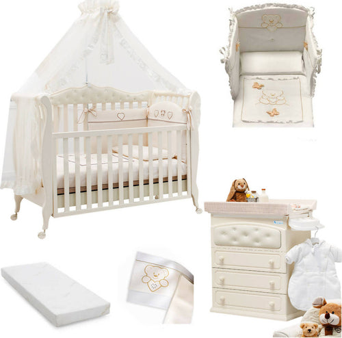 Azzurra Design Trionfo Diamonds Lettino Neonati + Fasciatoio Bagnetto Vaschetta Anatomica + Completo Lettino Piumone + Lenzuolo + Velo Con Asta + Materasso Casa e cucina/Arredamento/Cameretta bambini/Lettini per neonati e bambini/Lettini con sbarre Mondo Bimbo - Bagnara Calabra, Commerciovirtuoso.it