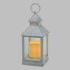 Lanterna Bianco anticato da interno con candela a batteria effetto fiamma h 24 cm