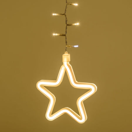 Stalattite decorata con stelle luminose con led SMD Neon bianco caldo per interno ed esterno