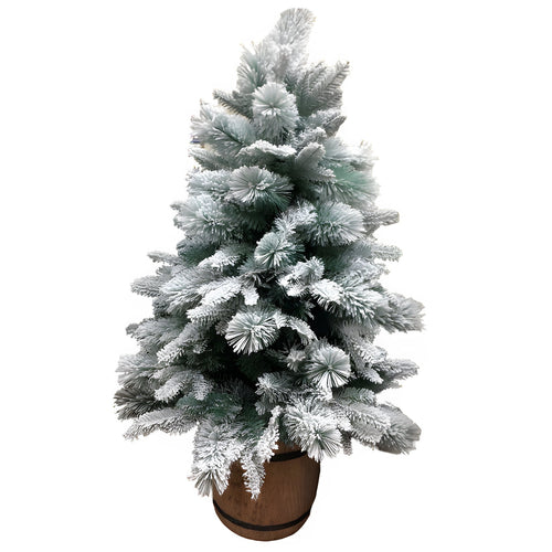 Albero di Natale Pino innevato con vaso in PE real Touch + PP Aghi di Pino h 130 cm