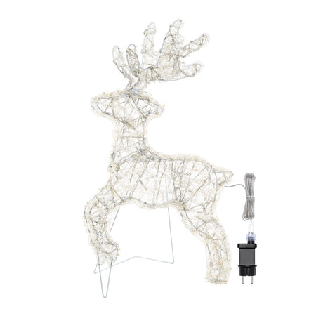 Decorazione natalizia "Renna galoppante" 3D con led bianco per uso interno ed esterno