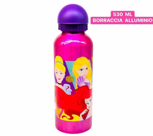 Borraccia personaggi disney in alluminio 530 ml con beccuccio e coperchio stampa a scelta
