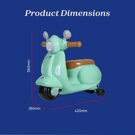 CHICCO Vespa - modello Bambini Primavera colore VERDE ACQUA, Moto Giocattolo Cavalcabile con Pannello Elettronico, Luci e Suoni, Ruote di Supporto Rimuovibili, Max 25 Kg - Giochi per Bambini 1-3 Anni