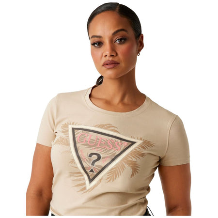 Guess t-shirt beige logo triangolo W5YI13J1314G1L7