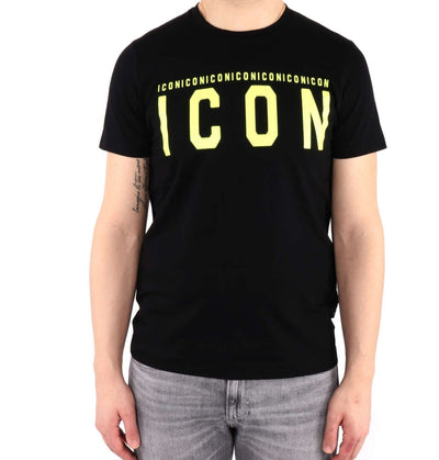 T-shirt nera con logo fluo