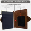 Sei G portacarte safe magnetic silver con custodia in pelle marrone