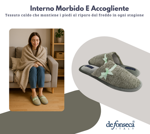 de fonseca Calde Ciabatte Uomo Donna, Pantofole Invernali Chiuse da Casa, Lavabili e per Ospiti