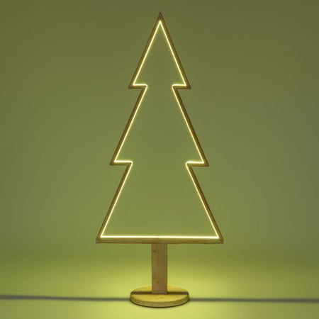 Abete triangolare luminoso con led multicolor e base in legno decorazione natalizia