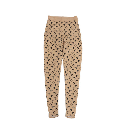 MARINE SERRE Recycled Moon Jersey Stirrup Leggings in Tan/Black da donna