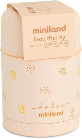 MINILAND Thermos in acciacio - Food Thermy colore Vaniglia - 600ml - realizzato in doppio strato di acciaio che mantiene il cibo freddo o caldo per ore