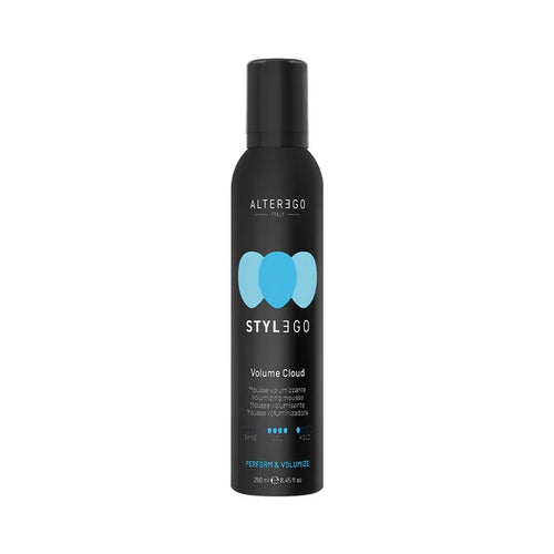 Alterego stylego volume cloud 250 ml, mousse leggera che dona corpo e struttura senza appesantire.