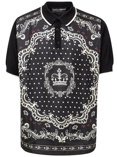 Dolce & Gabbana Polo in Seta con Stampa Bandana da uomo