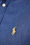 Camicia Uomo In Jeans Ralph Lauren Slim Fit Camicia Casual Con Logo Ricamato Colletto Botton Down Blu Navy Vestibilità Slim