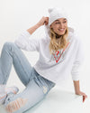 Felpa Donna Guess Tinta Unita Bianca Con Logo Centrale Felpa Con Cappuccio 100% Cotone Felpa Casual Manica Lunga