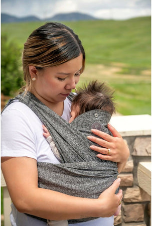 CHICCO Boppy Comfyfit Evolution - Portabebè, Semplice da Indossare e Regolabile, Portabebè Neonato Fronte Mamma Ergonomico con Supporto Testa e Collo, Ampie Fasce Da Annodare, Giromanica Regolabile, 0 Mesi+, colore GREY grigio