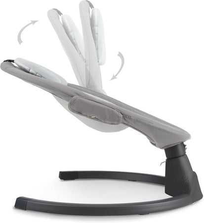 KIKKABOO Sdraietta Neonati Elettrica CODIE - Dondolo Elettrico per Neonati con Bluetooth, 5 Velocità, Schienale Regolabile, 10 Melodie, Fino a 9 kg, colore LIGHT GREY - GRIGIO CHIARO - con Telecomando - rilassante, calmante
