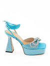 MACH & MACH Sandali Plateau Azzurro con Cristalli Doppio Fiocco Mach & Mach da donna