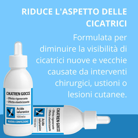 Cikatren Gocce – Siero Rigenerante Cicatrici e Smagliature – Elasticizzante con Rosa Mosqueta, Jojoba e Acido Ialuronico – Viso e Corpo 100ml