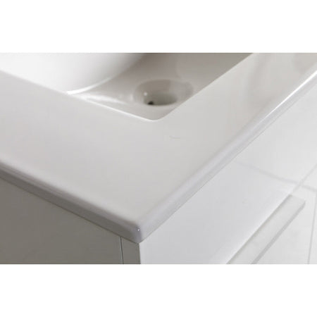 Mobile bagno sospeso con lavabo in ceramica bianco lucido e cemento h 58 cm con 2 ante in legno