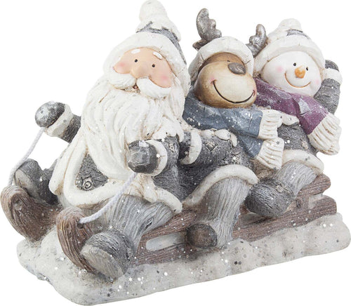 Babbo Natale con renna e pupazzo di neve con slitta in polvere di gesso color grigio decorazione natalizia Casa e cucina/Decorazioni per interni/Addobbi e decorazioni per ricorrenze/Decorazioni natalizie/Schiaccianoci MagiediNatale.it - Altamura, Commerciovirtuoso.it