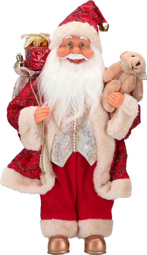 Babbo-Natale-decorativo-color-rosso-e-oro-con-regali-e-orsacchiotto-decorazione-natalizia-h-40-cm