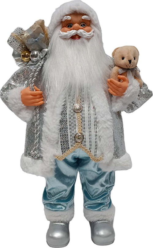 Babbo Natale decorativo giacca con paillettes colore argento decorazione natalizia h 60 cm Casa e cucina/Decorazioni per interni/Addobbi e decorazioni per ricorrenze/Decorazioni natalizie/Schiaccianoci MagiediNatale.it - Altamura, Commerciovirtuoso.it