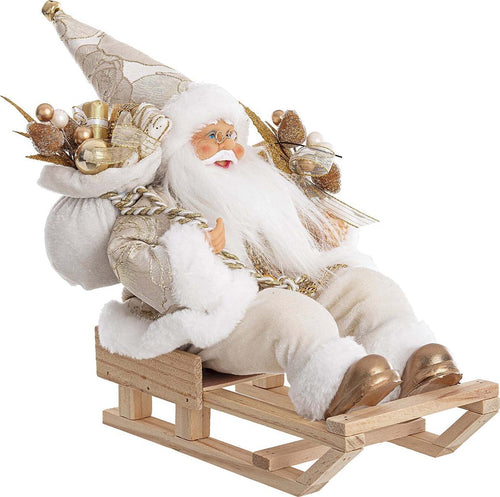 Babbo Natale seduto con slitta con regali e barba folta statuetta color Champagne in poliestere Casa e cucina/Decorazioni per interni/Addobbi e decorazioni per ricorrenze/Decorazioni natalizie/Schiaccianoci MagiediNatale.it - Altamura, Commerciovirtuoso.it