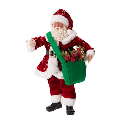 Babbo Natale decorativo in tessuto colore rosso per decorazioni natalizie h 30 cm