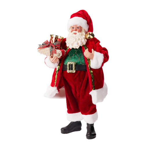 Babbo Natale decorativo in tessuto colore rosso per decorazioni natalizie h 30 cm
