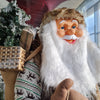 Pupazzo Babbo Natale altezza reale con Pelliccia Beige Decorazione Natalizia h 180 cm