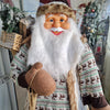 Pupazzo Babbo Natale altezza reale con Pelliccia Beige Decorazione Natalizia h 180 cm