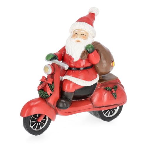 Decorazione Jaime Babbo Natale con Moto in poliresina