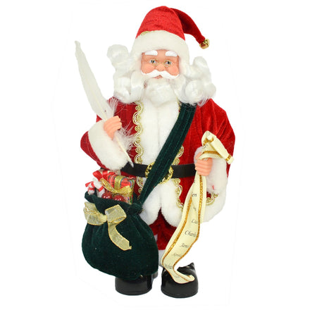 Pupazzo Babbo Natale Canterino con musica e movimenti vestito Rosso h 33 cm