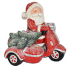 Babbo Natale con led su vespa colori natalizi in poli-resina h 40 cm