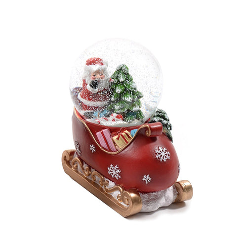 Palla di neve con Babbo Natale su slitta color rosso e bianco 9 x 5,5 x h 10 cm