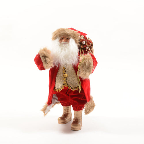 Babbo natale con vestito rosso in poliestere per decorazioni natalizie