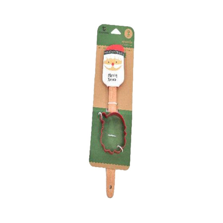 Set spatola in silicone con manico in legno e formina per biscotti