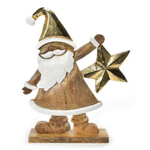 Sagoma Babbo Natale in legno per decorazioni natalizie h 43 cm