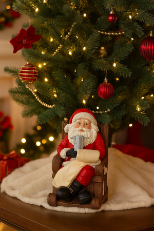 Base per albero di natale Babbo Natale in poliresina con luci per decorazioni natalizie