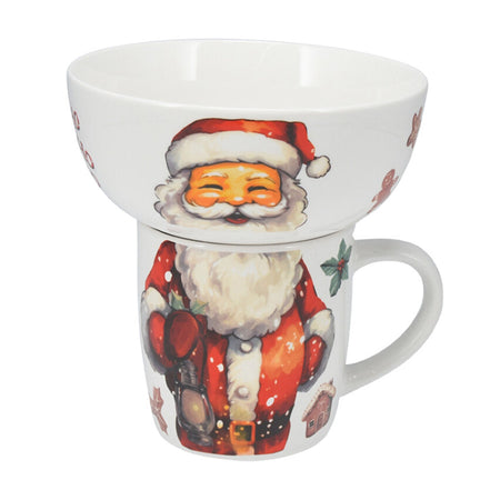 Ciotola + Tazza di Natale in porcellana per decorazioni natalizie set colazione