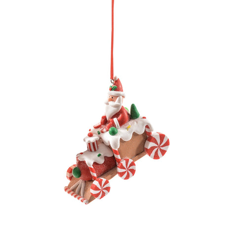 Pendaglio a forma di trenino natalizio in argilla morbida per decorazione natalizia