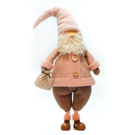 Pupazzo natalizio "Babbo Natale Rosa" decorazione per interno h 75 cm