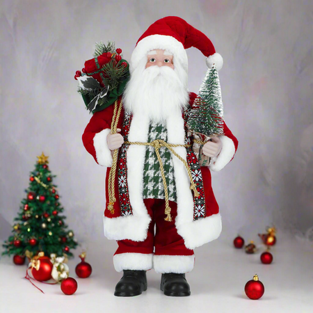 Babbo Natale decorativo con albero decorazione natalizia h 41 cm