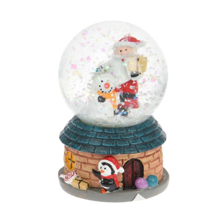 Sfera di vetro con acqua e luce Led decorazione natalizia h 7  cm