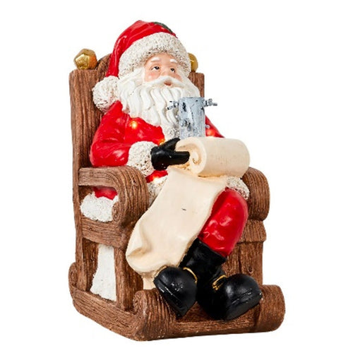 Base per albero di natale Babbo Natale in poliresina con luci per decorazioni natalizie