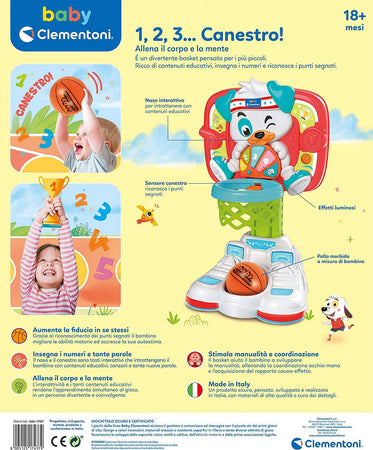 Baby CLEMENTONI 1,2,3, CANESTRO! Conta Canestro Gioco per Bambini Basket Interattivo Italiano 18+m Giocattoli Sanitaria Gioia del Bimbo - Villa San Giovanni, Commerciovirtuoso.it
