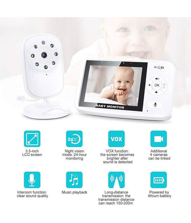 Baby Monitor Videocamera Schermo 3.5" Wireless Con Fotocamera Visione Notturna