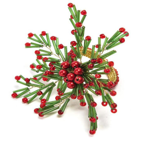 Portatovaglioli moderno natalizio con perline decorazione natalizia