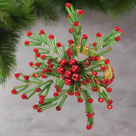 Portatovaglioli moderno natalizio con perline decorazione natalizia