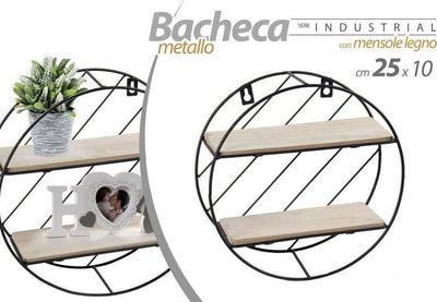 Bacheca In Metallo Rotonda Da Parete Con Mensole In Legno 25 X 10 Cm Nero 832161 Casa e cucina/Organizzazione interni/Porta oggetti cassetti e scaffali/Mensole da muro Trade Shop italia - Napoli, Commerciovirtuoso.it